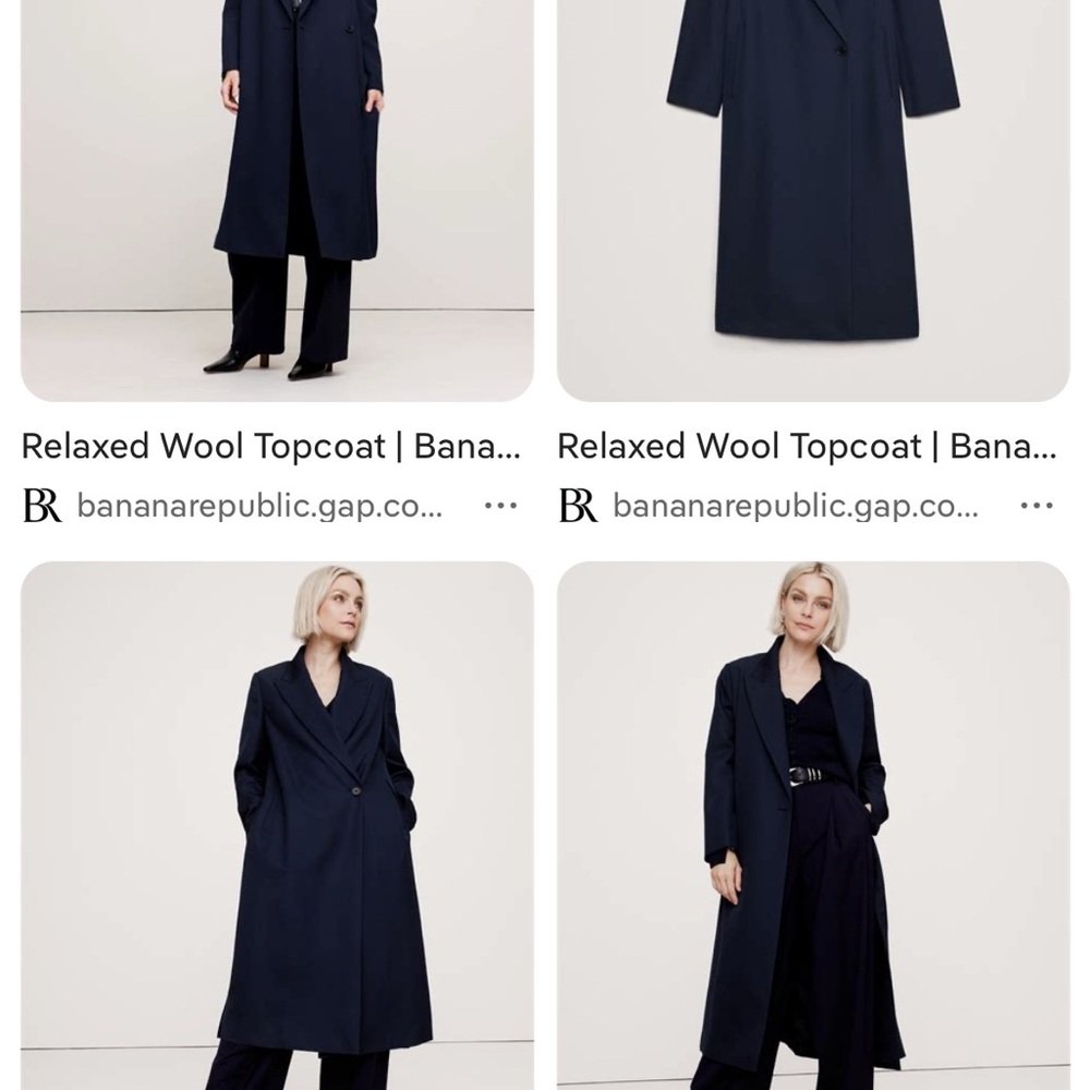 Banana Republic Top Coat - NWT - XL - Preppy Navy Blue - Wool